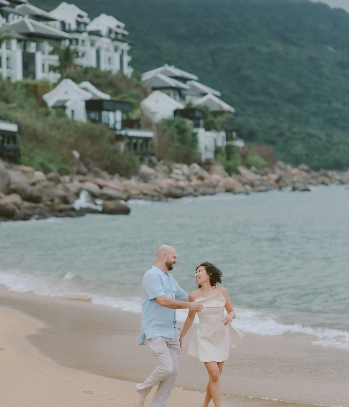Couple enjoying a romantic beach holiday