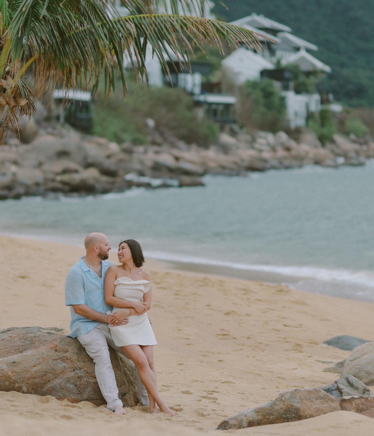 Couple enjoying a romantic beach getaway