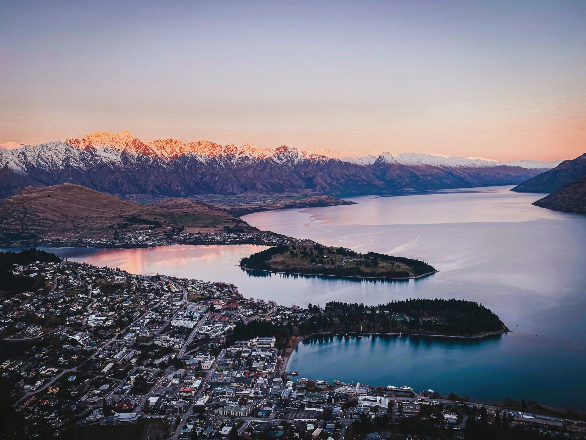 Queenstown lake and mountains on a combined New Zealand journey
