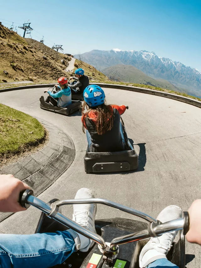 Queenstown gondola and Remarkables mountain backdrop